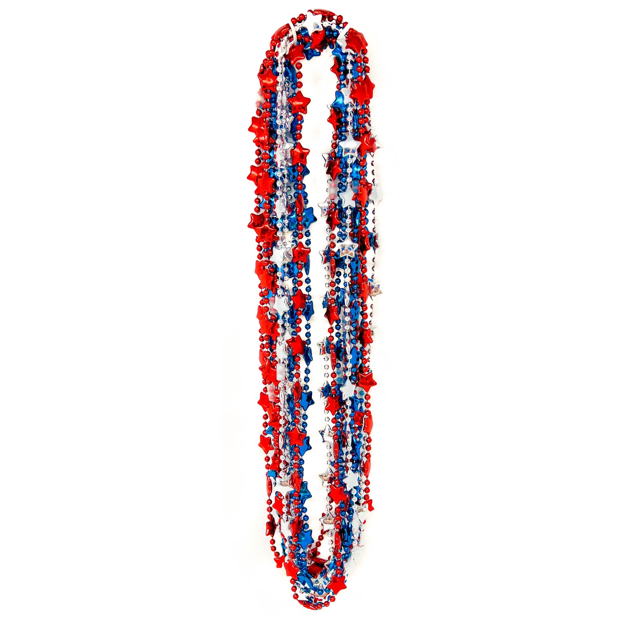 48 Metallic Patriotic Star Necklaces - 4th of July, Memorial Day, Party Favor or Decoration