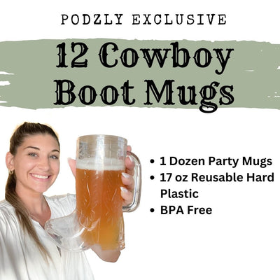 12 Cowboy Boot Plastic Mugs