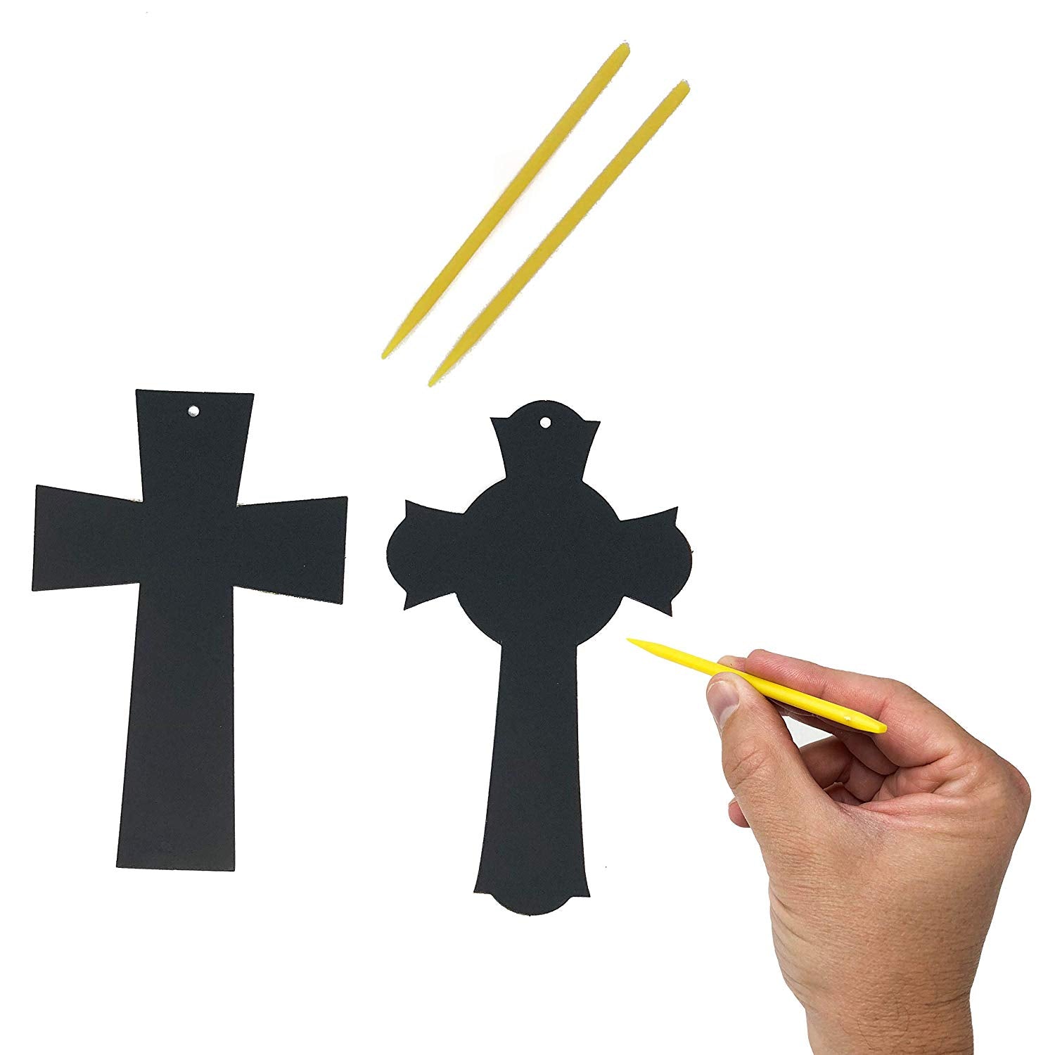 50 Scratch Art Cross Ornament Craft Kit - Easter & Christmas Crafts for Kids