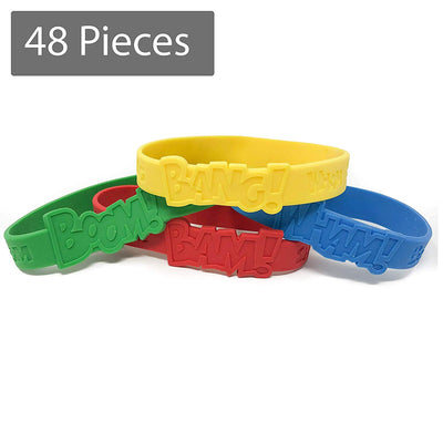 48 Superhero Bracelet Party Supplies - Superhero Party Favors - Bulk