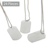 24 Military Dog Tags for Kids - Silver Necklaces (2 Dozen)