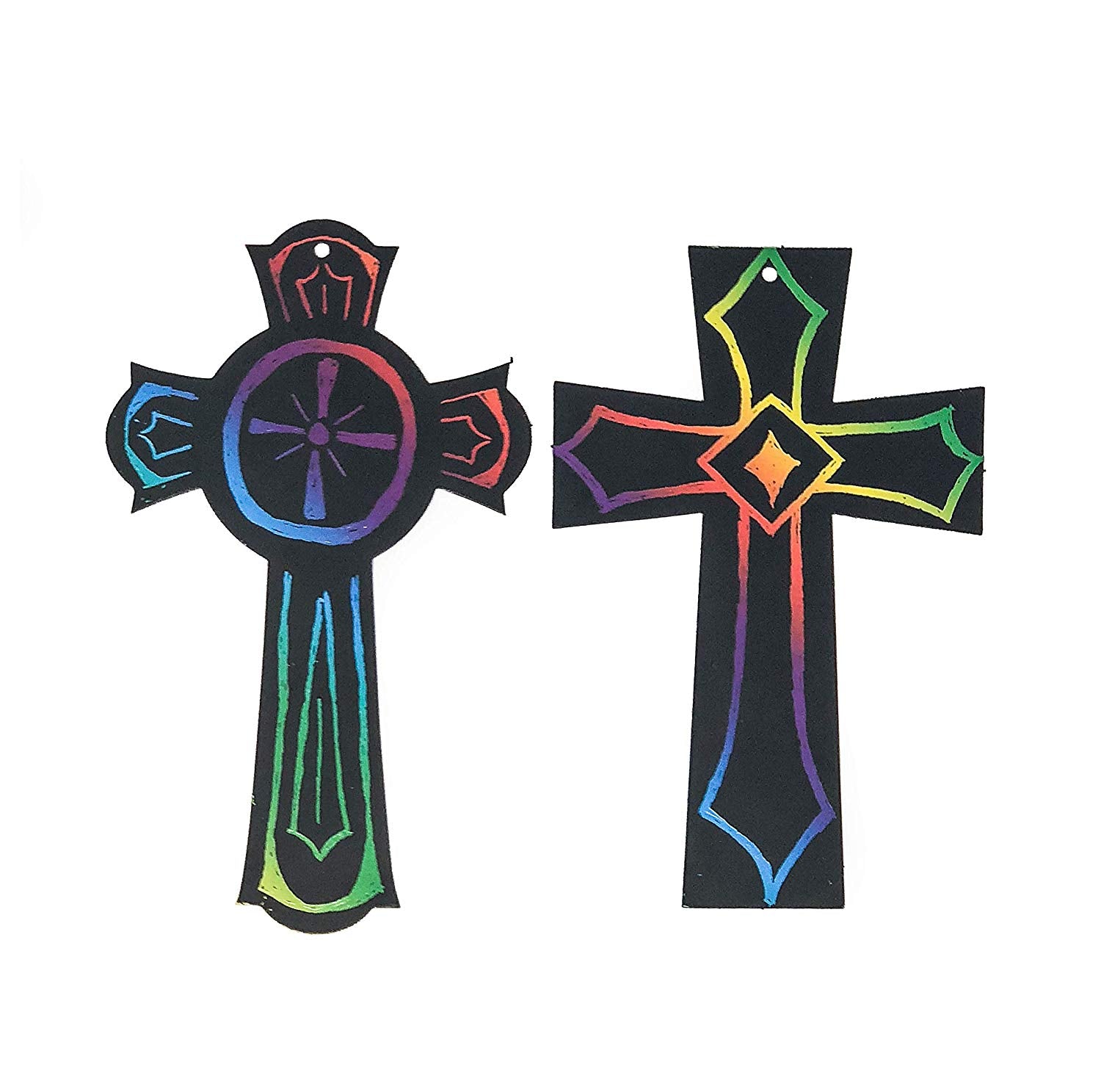 50 Scratch Art Cross Ornament Craft Kit - Easter & Christmas Crafts for Kids
