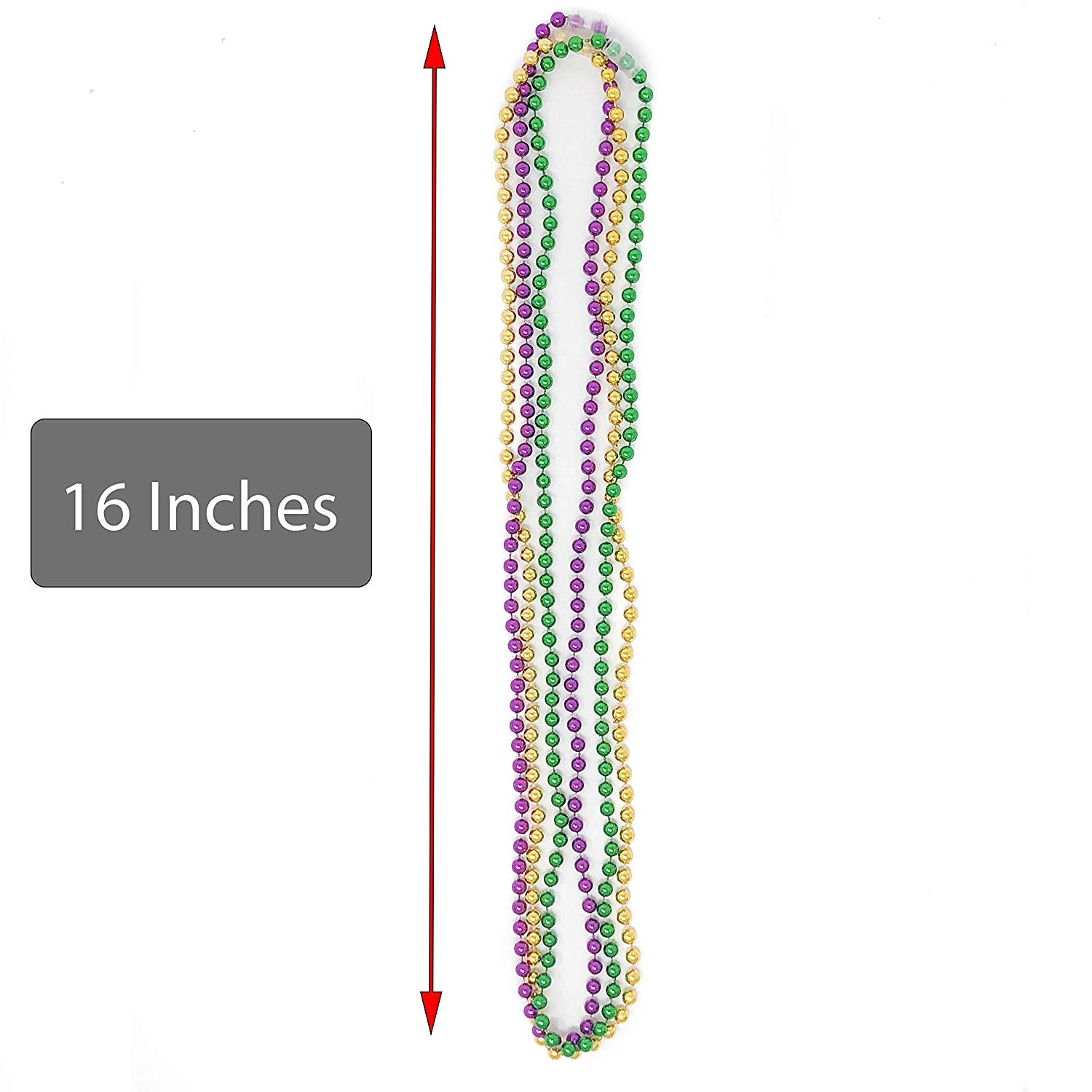 SHAOQINLIN 144 Pcs Mardi Gras Beads Necklaces, 12 Colors 33 inch 7 mm Metallic Bead Necklaces Bulk Party Beads Necklace Round Beaded Necklaces for