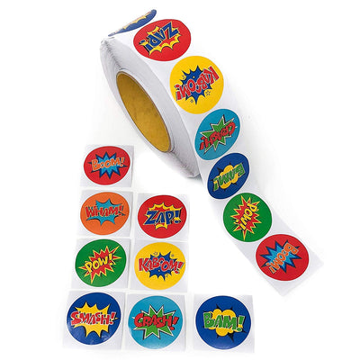 1,000 Piece Superhero Sticker Roll Party Supplies - Superhero Party Favors