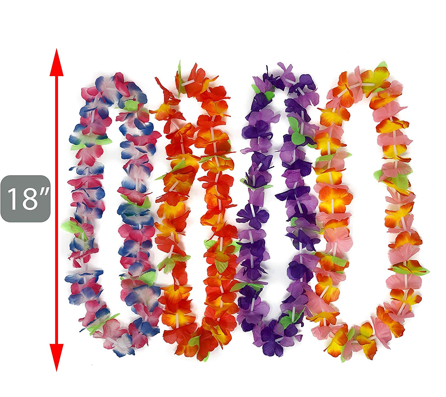 50 Hawaiian Leis - Tropical Flower Leis for Luau Party