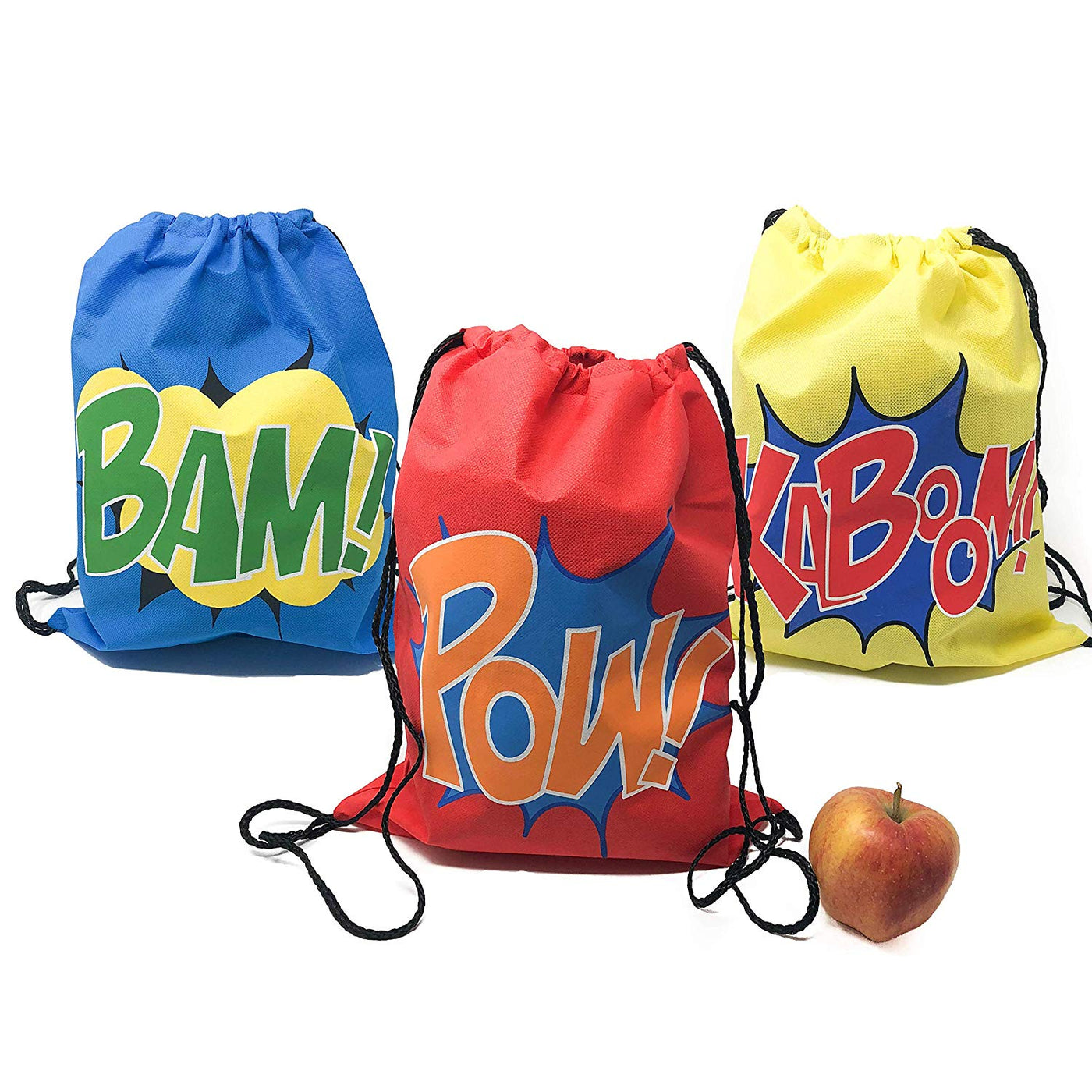 12 Superhero Drawstring Bag Party Supplies - Superhero Party Favors