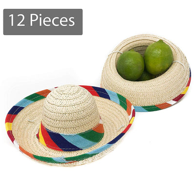 12 Mini Sombrero Fiesta Party Supplies - Mexican Themed Party Decorations