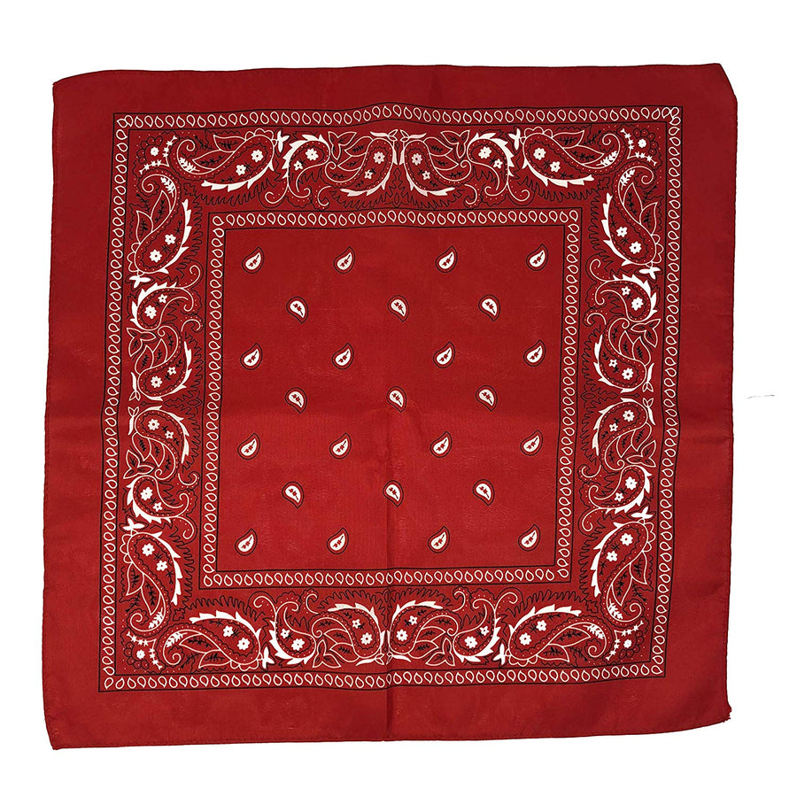12 Red Western Bandanas - 20x20 Inch Cowboy Western Bandana