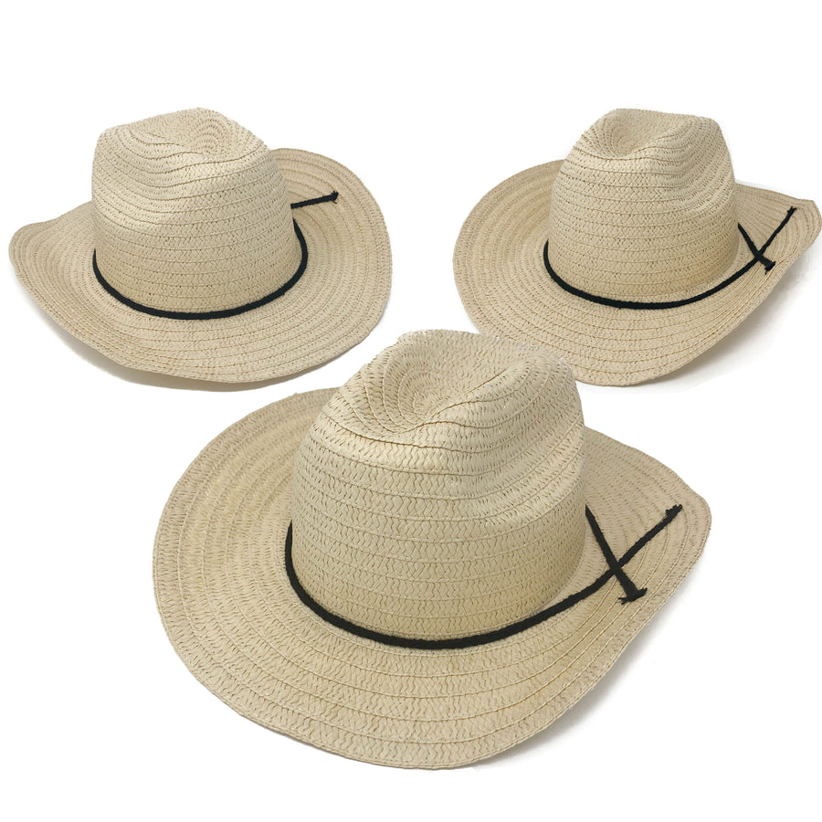 12 Cowboy Hats - Adult Western Straw Hats with Band for Western Theme Party