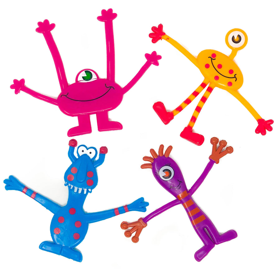 12 Monster Toy Bendables – Halloween Party Favors and Fidget Toys