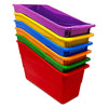 Book, Folder, File, Binder, and Magazine Holder - Vertical File Organizer for Home or Classroom - 6 Pack Multicolor Book Bins with Handle - Book Holder for Desk and Shelves