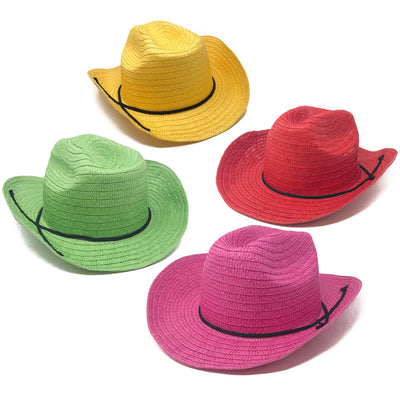 12 Piece Colorful Cowboy Hats - Adult Western Colorful Straw Hats for Western Theme Party