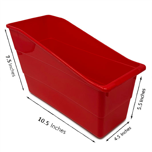 Book, Folder, File, Binder, and Magazine Holder - Vertical File Organizer for Home or Classroom - 6 Pack Multicolor Book Bins with Handle - Book Holder for Desk and Shelves