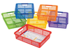 Colored Organizing Stacking Bins - Set of 6 Durable Paper Basket, 13 x 9.75 x 3 Inches Paper Storage Bins - Used as Classroom Storage Tray for Teachers and Students, Office Table Organizer