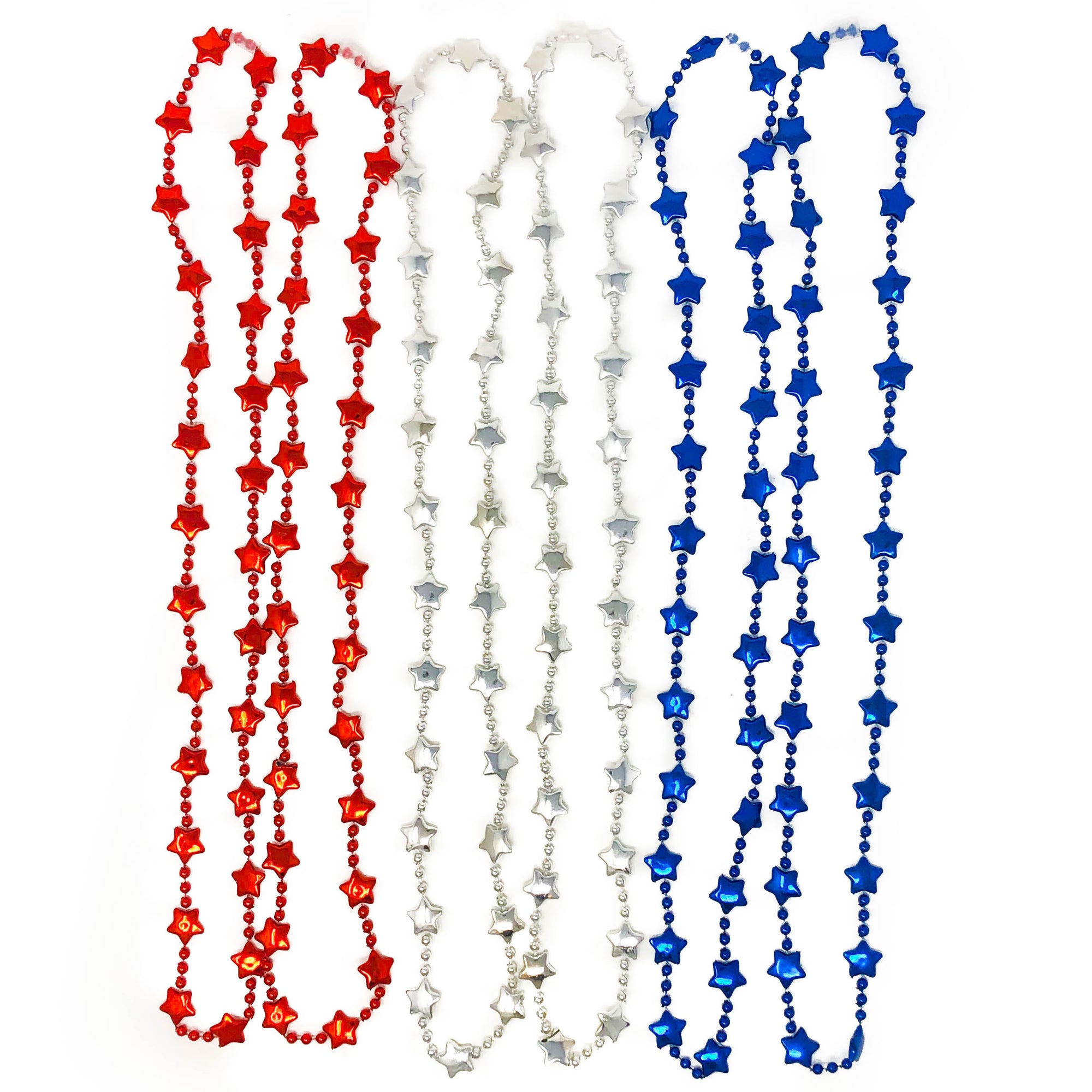 48 Metallic Patriotic Star Necklaces - 4th of July, Memorial Day, Party Favor or Decoration