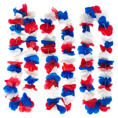 50 piece Patriotic Plastic Flower Leis - 4th of July/Memorial Day Party Favor Decoration