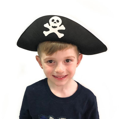 12 Black and White Felt Pirate Costume Hat - Pirate Party Favors for Birthdays and Pirate Role Play