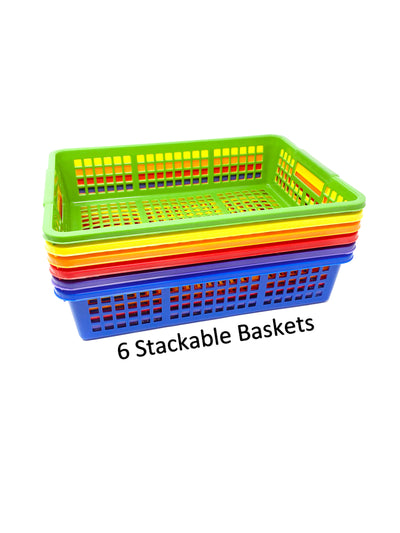 Set of 6 Plastic Storage Baskets for Organizing Storage Container